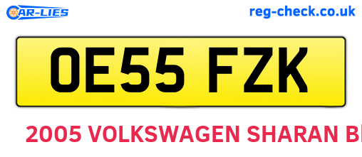 OE55FZK are the vehicle registration plates.