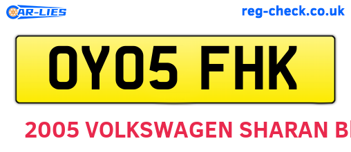 OY05FHK are the vehicle registration plates.