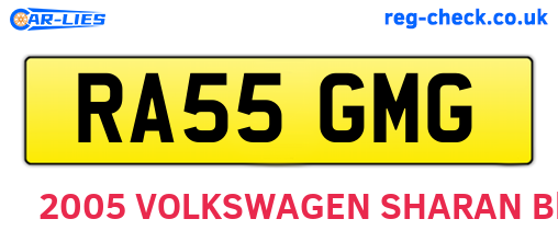 RA55GMG are the vehicle registration plates.