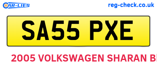 SA55PXE are the vehicle registration plates.