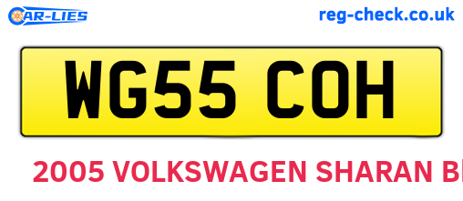 WG55COH are the vehicle registration plates.