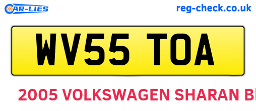 WV55TOA are the vehicle registration plates.