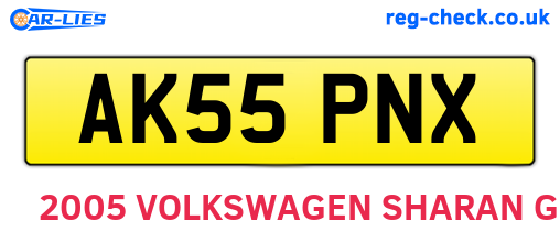 AK55PNX are the vehicle registration plates.