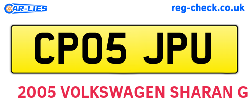 CP05JPU are the vehicle registration plates.