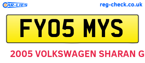 FY05MYS are the vehicle registration plates.