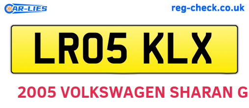 LR05KLX are the vehicle registration plates.