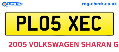 PL05XEC are the vehicle registration plates.