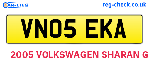VN05EKA are the vehicle registration plates.