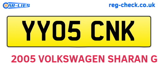 YY05CNK are the vehicle registration plates.