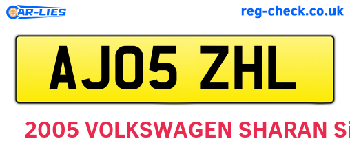 AJ05ZHL are the vehicle registration plates.