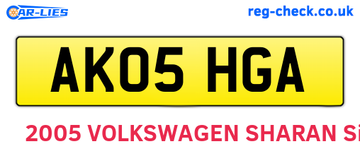 AK05HGA are the vehicle registration plates.