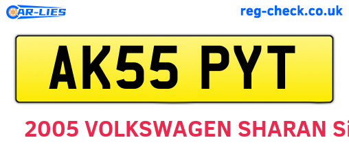 AK55PYT are the vehicle registration plates.