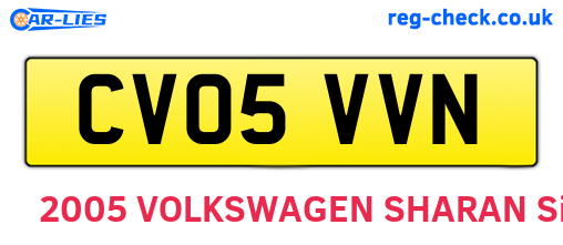 CV05VVN are the vehicle registration plates.