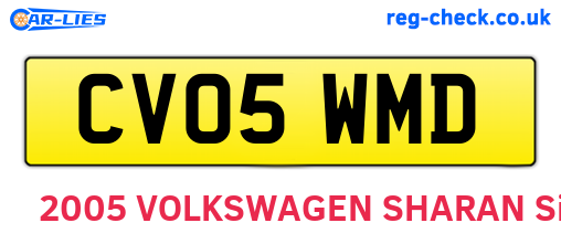 CV05WMD are the vehicle registration plates.