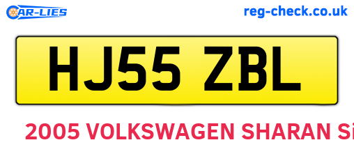 HJ55ZBL are the vehicle registration plates.