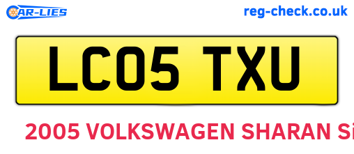 LC05TXU are the vehicle registration plates.