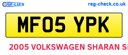 MF05YPK are the vehicle registration plates.