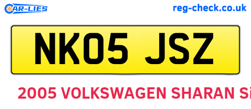 NK05JSZ are the vehicle registration plates.