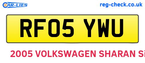 RF05YWU are the vehicle registration plates.