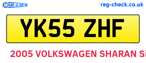 YK55ZHF are the vehicle registration plates.