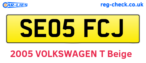 SE05FCJ are the vehicle registration plates.
