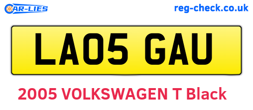 LA05GAU are the vehicle registration plates.