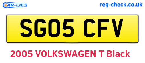 SG05CFV are the vehicle registration plates.