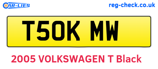 T50KMW are the vehicle registration plates.