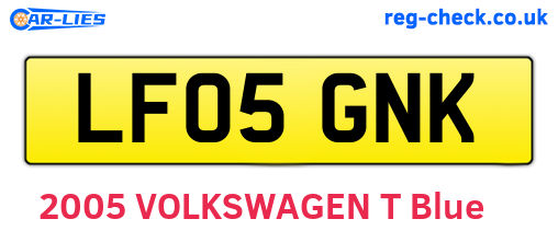 LF05GNK are the vehicle registration plates.