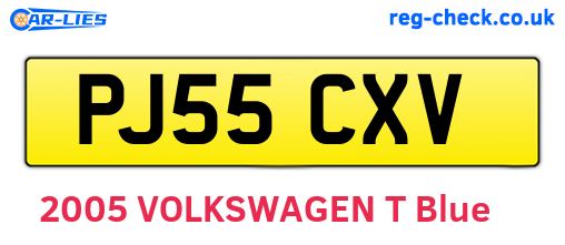PJ55CXV are the vehicle registration plates.