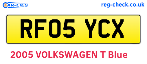 RF05YCX are the vehicle registration plates.