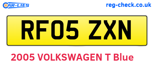 RF05ZXN are the vehicle registration plates.