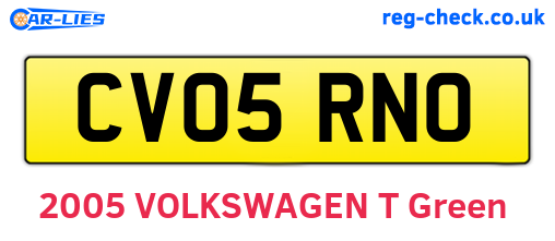 CV05RNO are the vehicle registration plates.