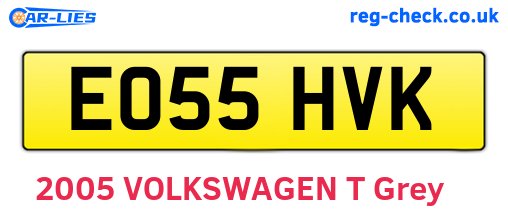 EO55HVK are the vehicle registration plates.