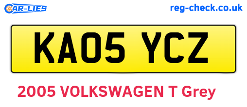 KA05YCZ are the vehicle registration plates.