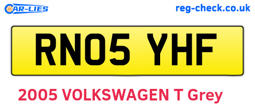 RN05YHF are the vehicle registration plates.