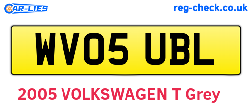 WV05UBL are the vehicle registration plates.
