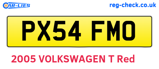 PX54FMO are the vehicle registration plates.