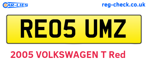 RE05UMZ are the vehicle registration plates.