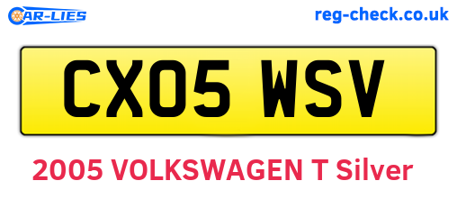 CX05WSV are the vehicle registration plates.