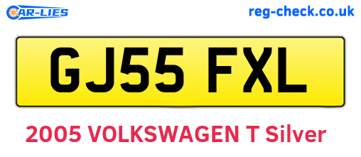 GJ55FXL are the vehicle registration plates.