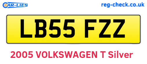 LB55FZZ are the vehicle registration plates.
