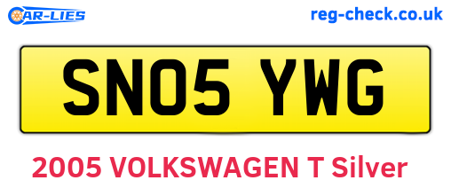 SN05YWG are the vehicle registration plates.