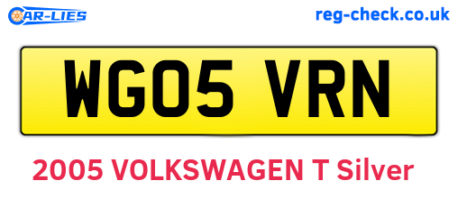 WG05VRN are the vehicle registration plates.