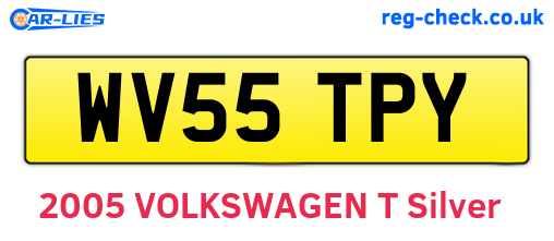 WV55TPY are the vehicle registration plates.