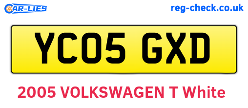 YC05GXD are the vehicle registration plates.