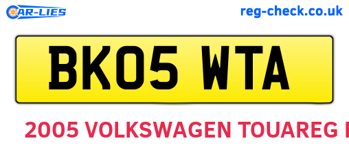 BK05WTA are the vehicle registration plates.