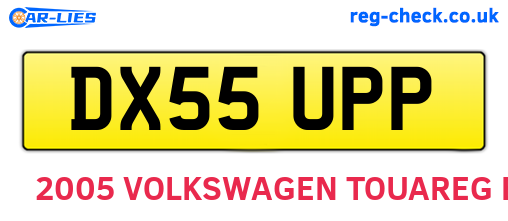 DX55UPP are the vehicle registration plates.