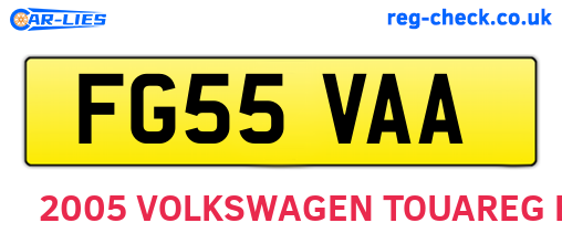 FG55VAA are the vehicle registration plates.