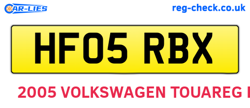 HF05RBX are the vehicle registration plates.